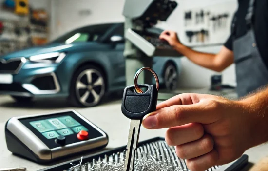 Expert Smart Key Programming for Modern Vehicles car key duplication and programming services with precision and expertise. This image showcases the process of key cutting, ensuring a perfect fit for your vehicle. Whether you need a spare key or a replacement for lost keys, our professional locksmith services guarantee secure and reliable solutions.